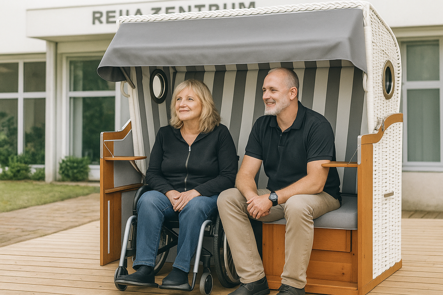 Barrierefreier Mehrgenerationen-Rollstuhl-Strandkorb