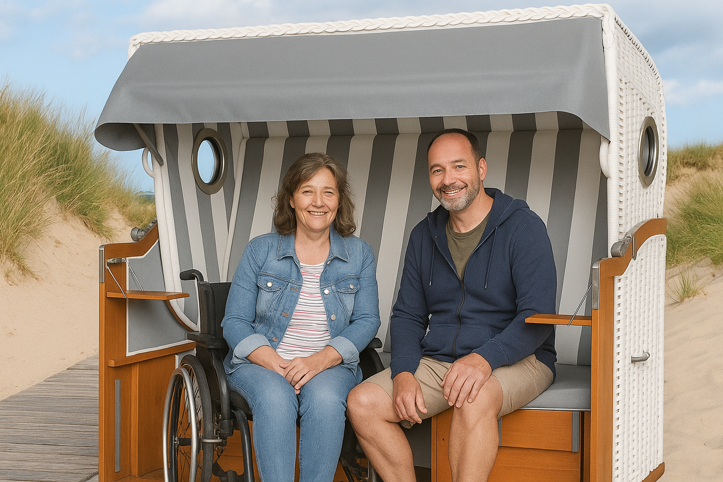 Barrierefreier Mehrgenerationen-Rollstuhl-Strandkorb