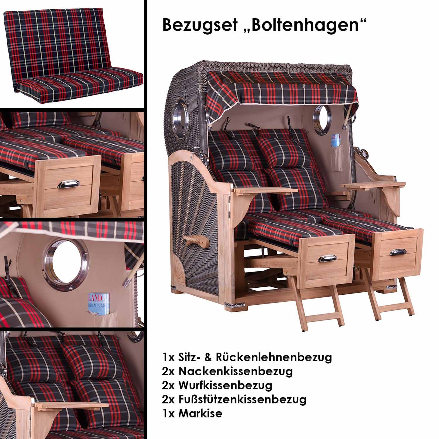 Komplett ersättningsöverdrag för solstolsdynor Boltenhagen
