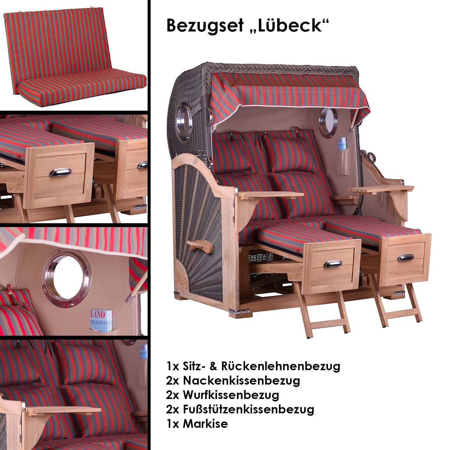 Kompletter Strandkorbpolster-Ersatzbezug Lübeck