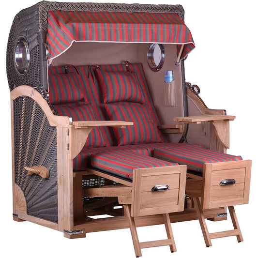 Strandkorb Teak Komfort 2,5 Sitzer Bullauge Stoff Lübeck