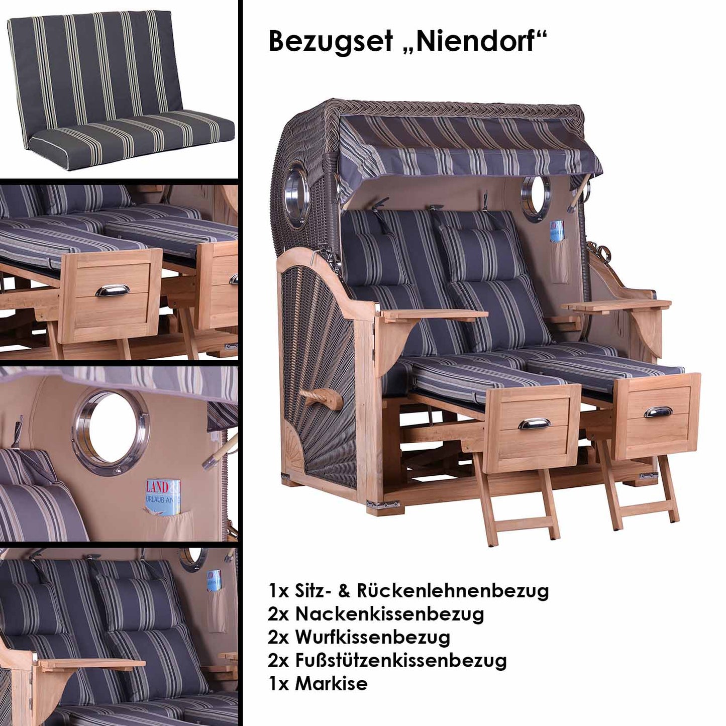 Kompletter Strandkorbpolster-Ersatzbezug Niendorf