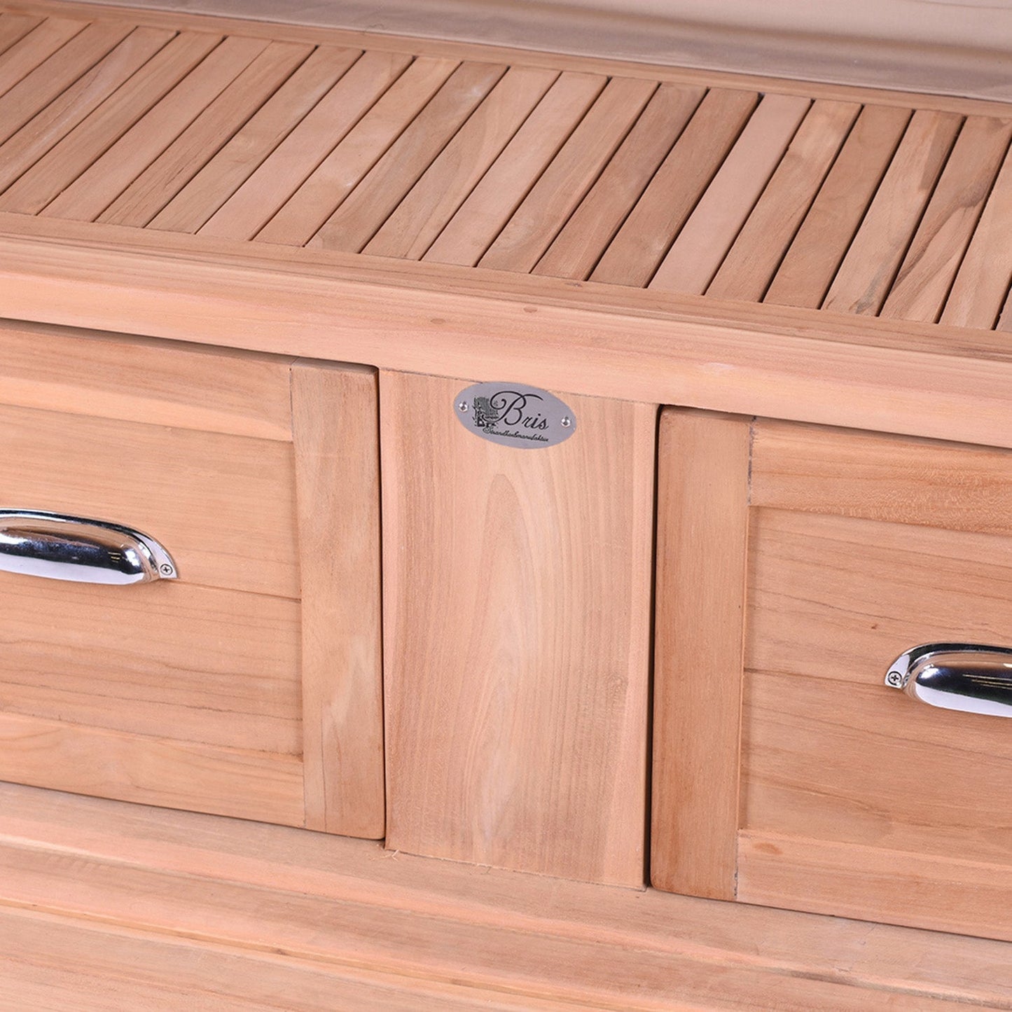 B-WARE Komplettangebot Strandkorb Teak Komfort 2,5 Sitzer Bullauge Stoff freie Auswahl.