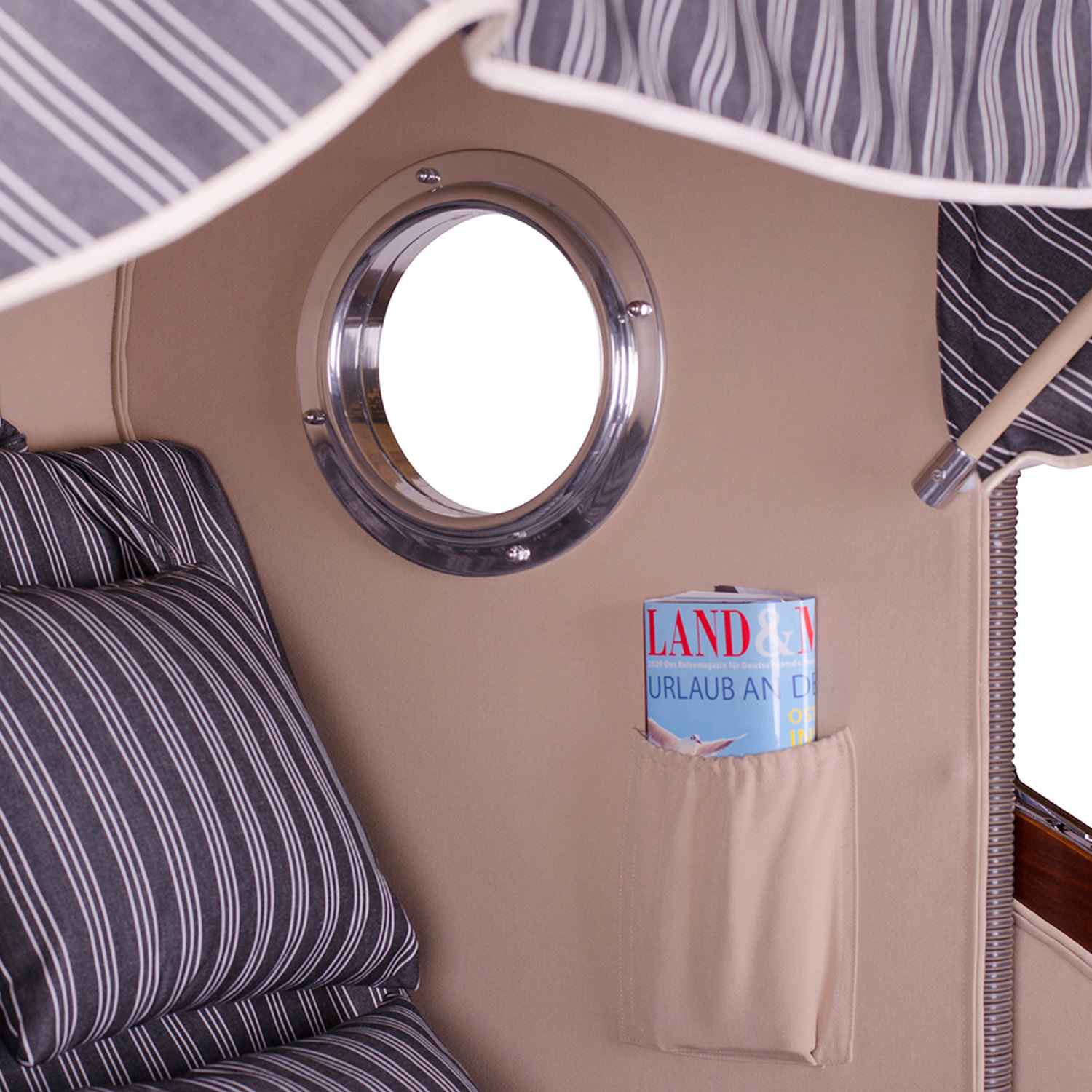 Strandkorb Baltikum Komfort 2,5 Sitzer Bullauge Stoff Royal Anthrazit - Detailansicht