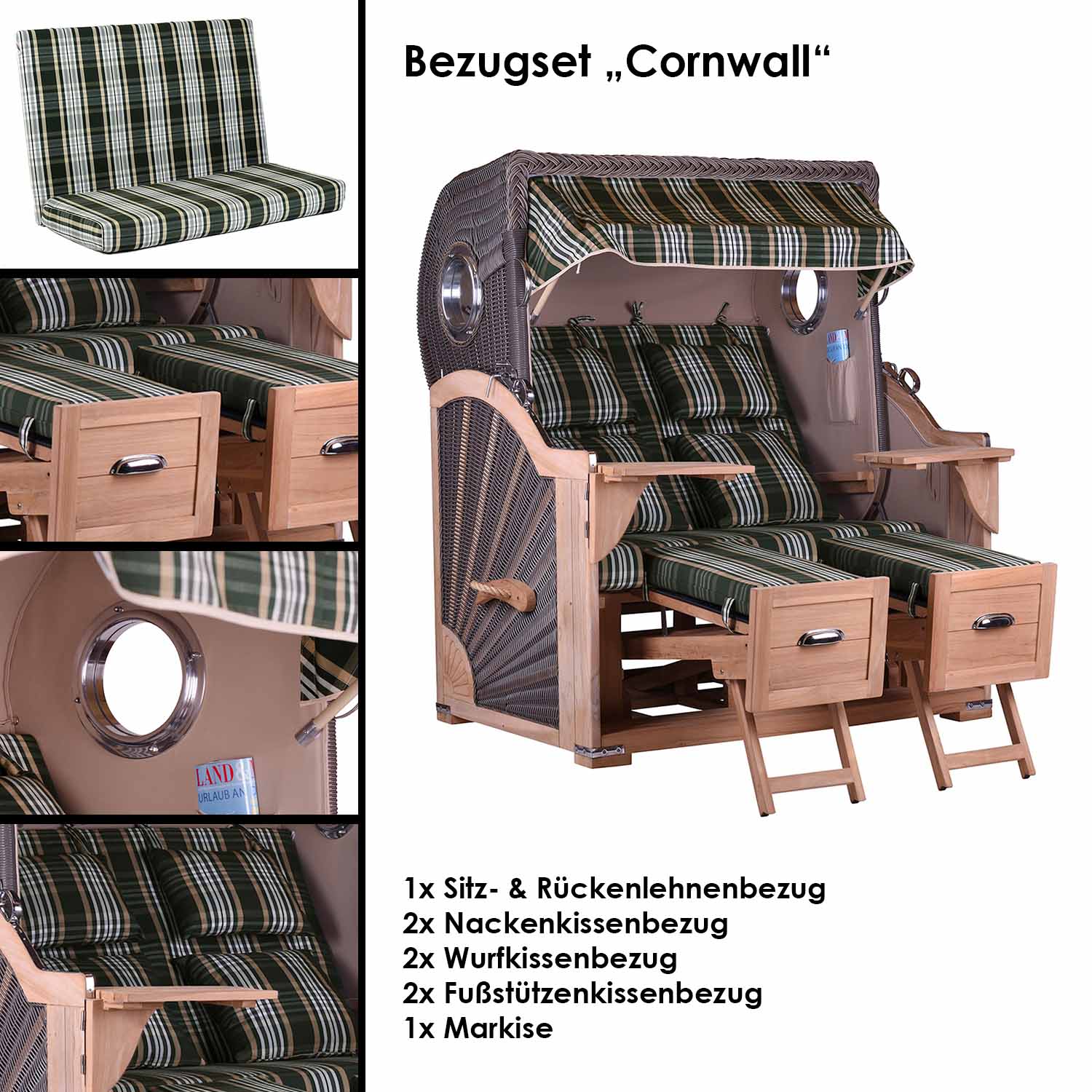 Kompletter Strandkorbpolster-Ersatzbezug Cornwall – Bris Strandkorb Shop